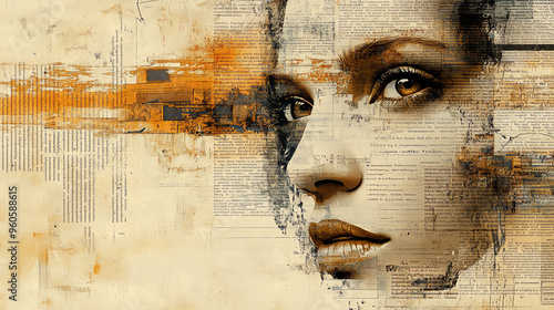 Vector art with abstract vintage book pages and ephemera, soft sepia palette, layered elements, nostalgic feel