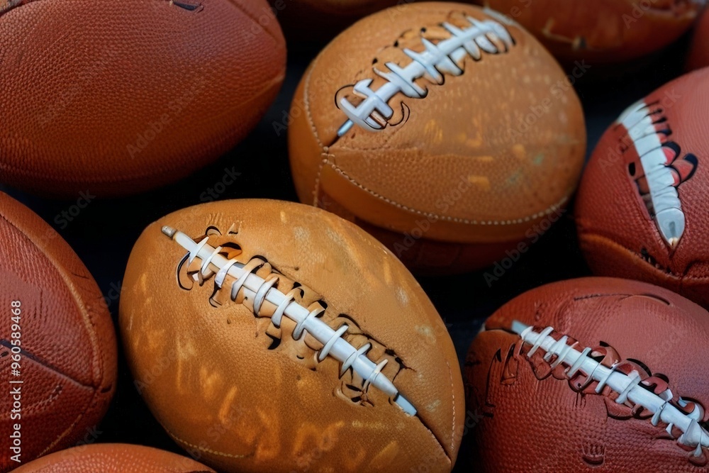 View of american football ball View of american football ball