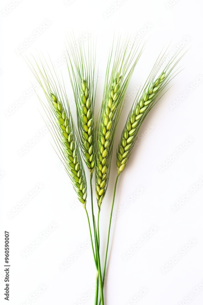 Barley On White. Isolated Green Barley Spikelet on Natural Background Barley On White. Isolated Green Barley Spikelet on Natural Background