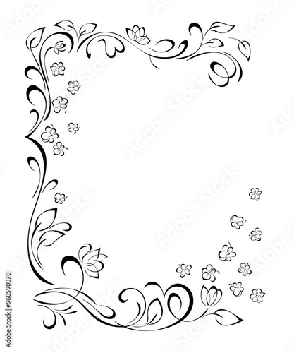 Decorative rectangular frame with ornate floral pattern and vignettes; graphic design