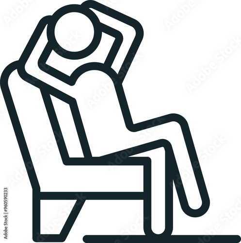 Stick figure relaxing on armchair enjoying free time