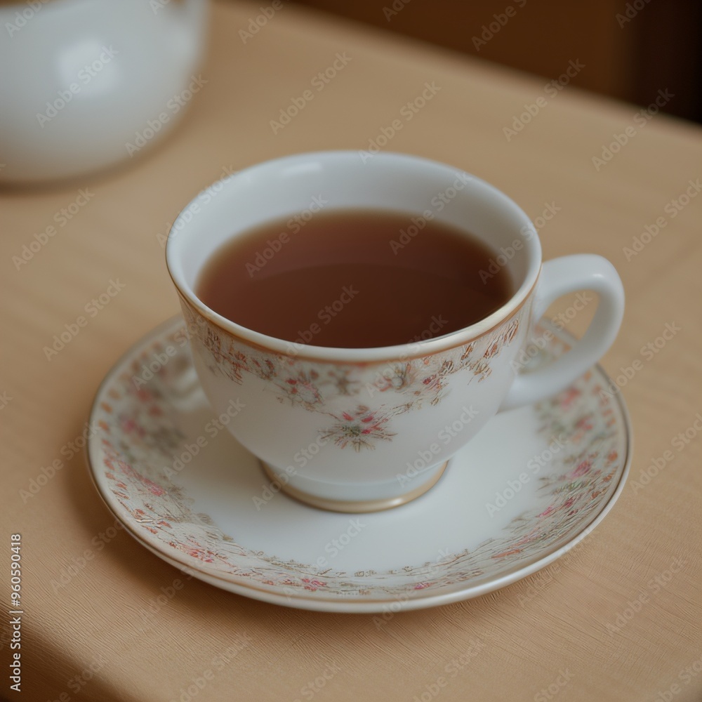 Fototapeta premium Simple Cup of Hot Tea on a White Background