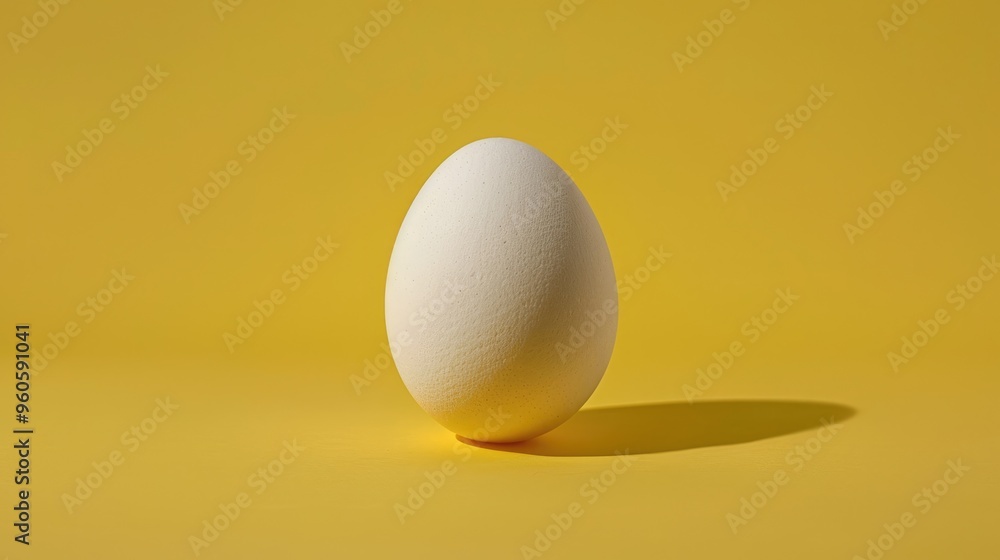 Single egg on yellow backdrop Single egg on yellow backdrop