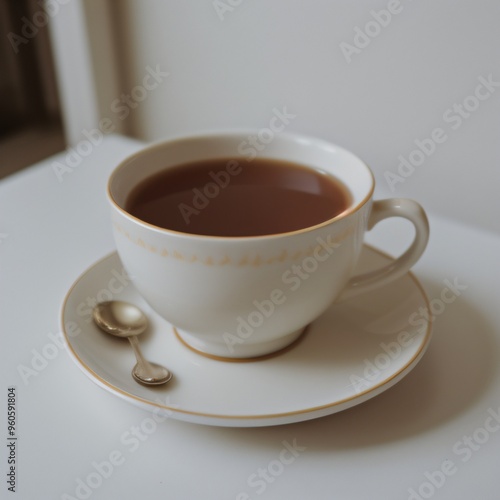 Simple Cup of Hot Tea on a White Background