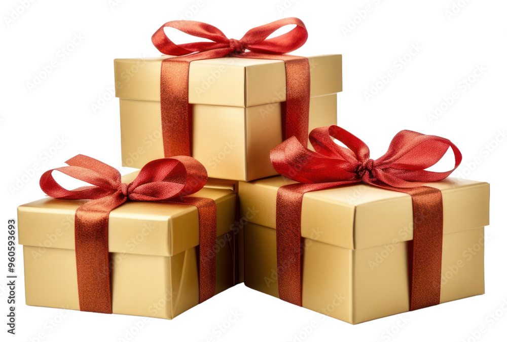 Fototapeta premium PNG Gift box ribbon gold.