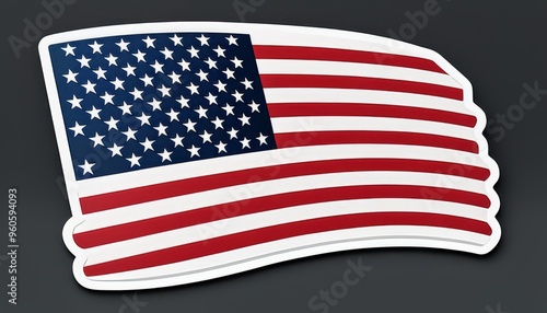 A stylized illustration of the American flag in decal form, displayed on a dark background. This image emphasizes patriotism, national pride, and artistic expression in modern design.