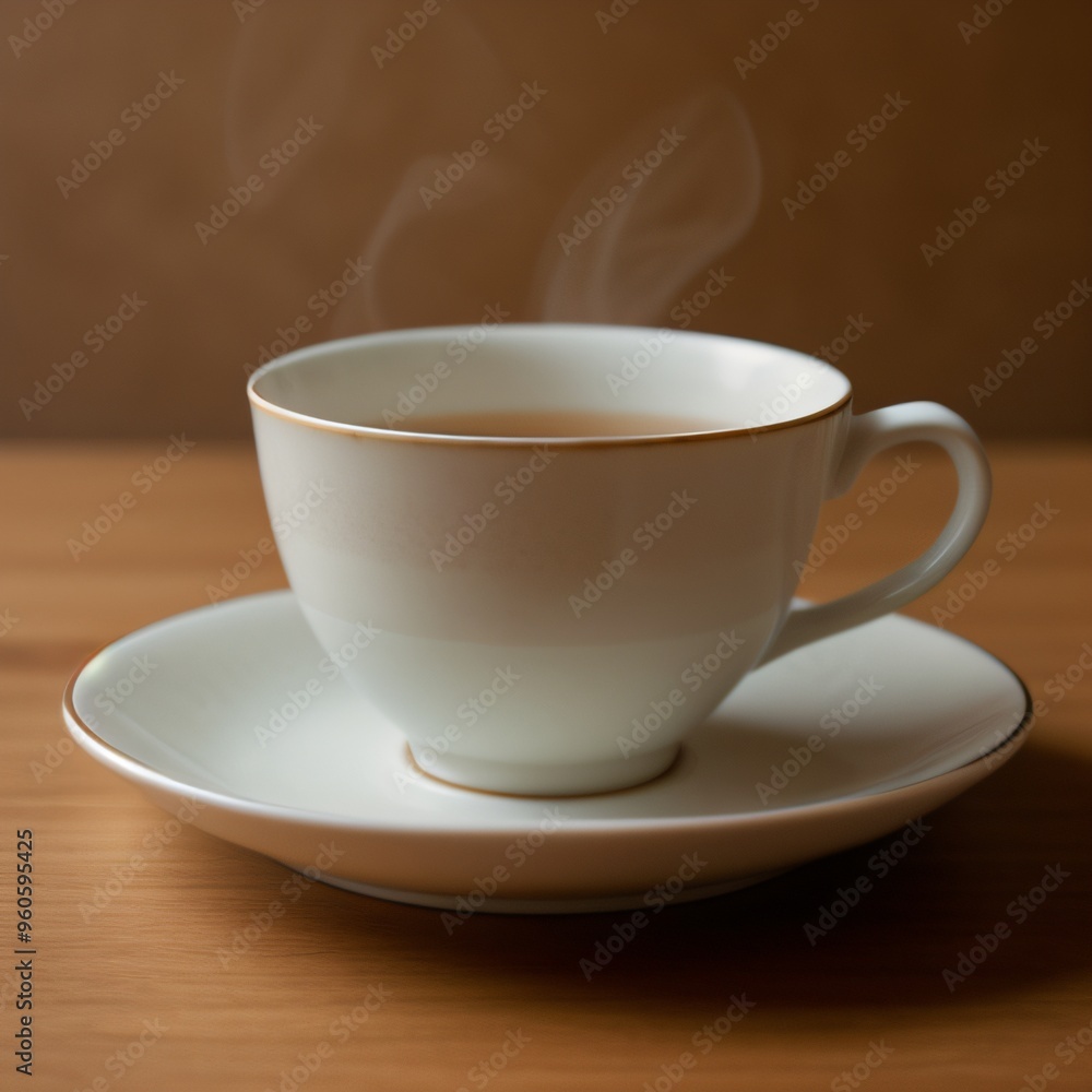 Fototapeta premium Simple Cup of Hot Tea on a White Background