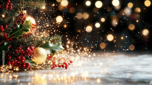  A clear Christmas tree with numerous background lights is in focus, while a blurry Christmas tree is visible in the foreground