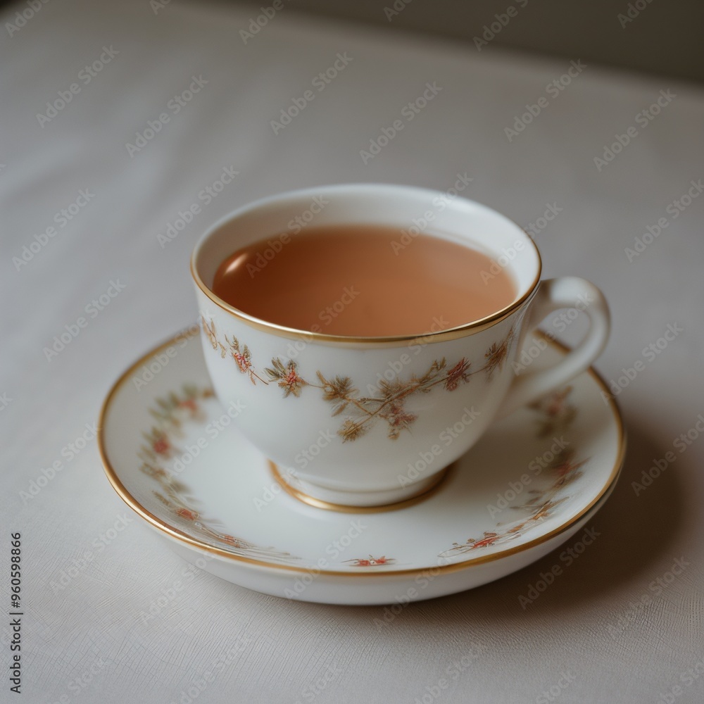 Simple Cup of Hot Tea on a White Background