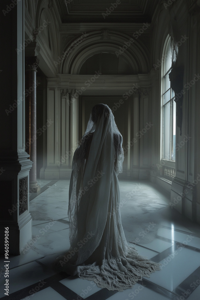 veiled figure resembling corpse bride near window veiled figure resembling corpse bride near window