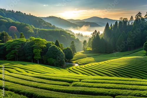 green tea, growth, Japanese culture, traditional, forest, Nihondaira, Silhouette, cultivation, scenery, nature, Japanese green tea plantations from Nihondaira in the forest Silhouette photo