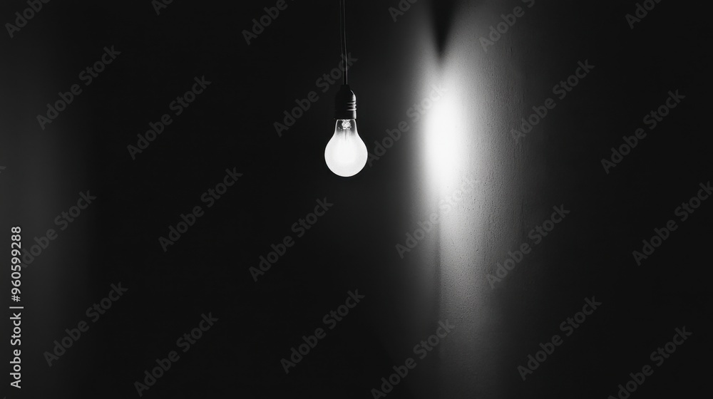 A single light bulb illuminating a dark corridor, with the light casting long shadows and creating a sense of mystery. A single light bulb illuminating a dark corridor, with the light casting long shadows and creating a sense of mystery.