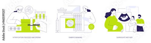 In vitro fertilization abstract concept vector illustrations.