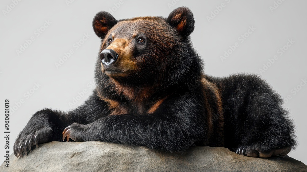 Fototapeta premium Black bear isolated on a plain white surface