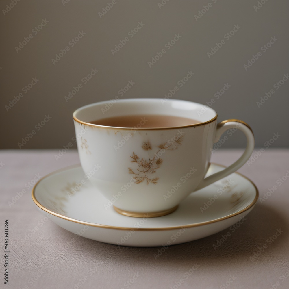 Fototapeta premium Simple Cup of Hot Tea on a White Background