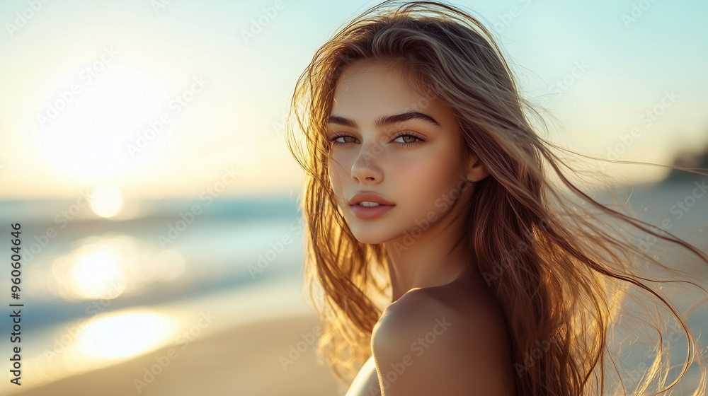 beautiful attractive girl model, smiling laughing on the beach beautiful attractive girl model, smiling laughing on the beach