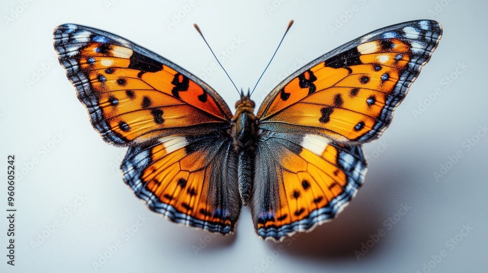 Detailed butterfly on clean white backdrop Detailed butterfly on clean white backdrop