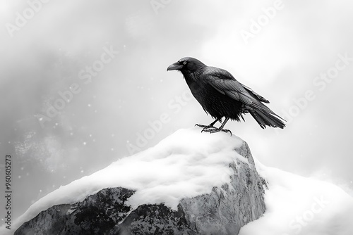 crow on the snow