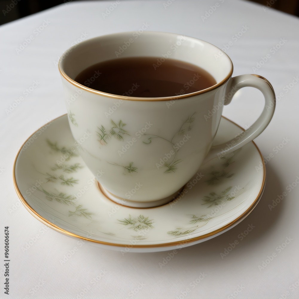 Fototapeta premium Simple Cup of Hot Tea on a White Background