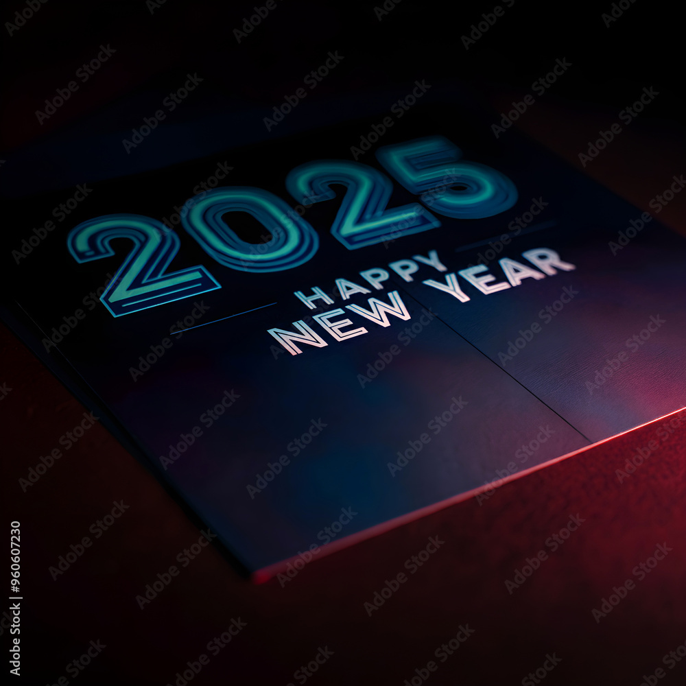 Happy new 2025 year postcard, poster with numbers on a card in corporate style, blue, modern, festive, greeting, invitation card. Happy new 2025 year postcard, poster with numbers on a card in corporate style, blue, modern, festive, greeting, invitation card.