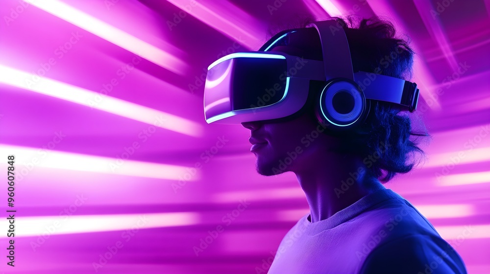 Digital 3D virtual reality music experience, 3D background music, immersive and futuristic. Digital 3D virtual reality music experience, 3D background music, immersive and futuristic.
