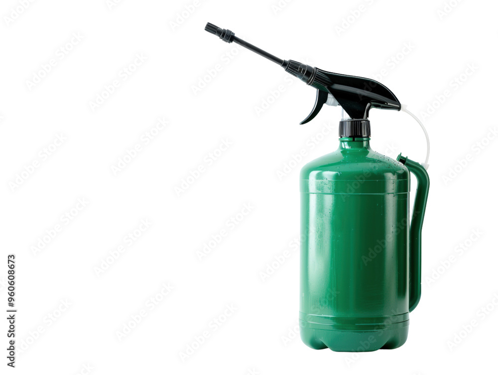 A green watering can with a nozzle, ideal for gardening and plant care, showcasing a sleek design and practical functionality. A green watering can with a nozzle, ideal for gardening and plant care, showcasing a sleek design and practical functionality.
