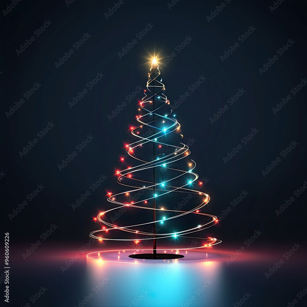 A modern glowing and stylized Christmas tree with a minimalist A modern glowing and stylized Christmas tree with a minimalist