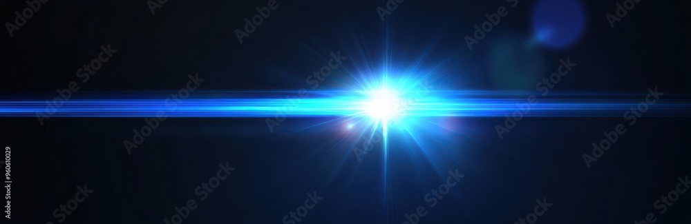 Blue glowing light line effect with horizontal lines on a black background