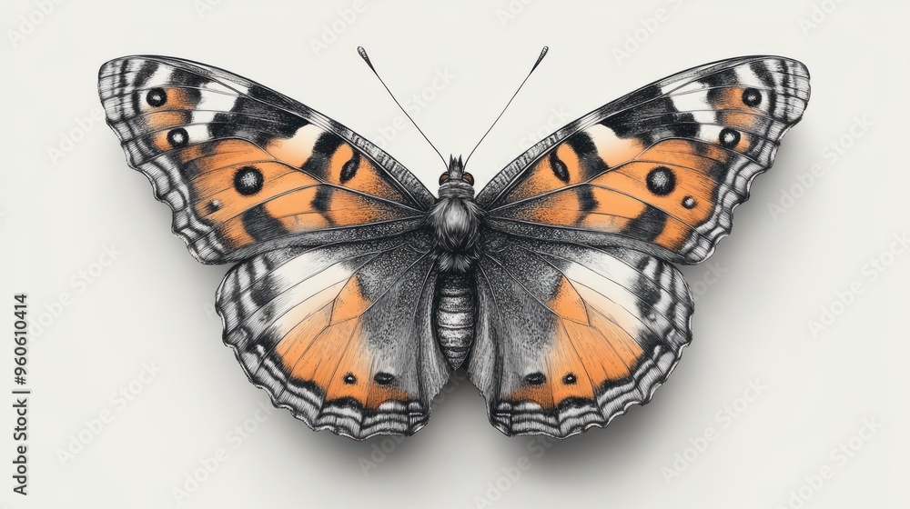 Obraz premium Simple butterfly sketch on white background