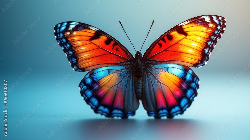 Vibrant butterfly on plain white background Vibrant butterfly on plain white background
