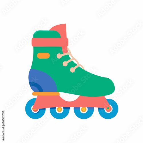 Colorful roller skate illustration for sports design and active lifestyle marketing