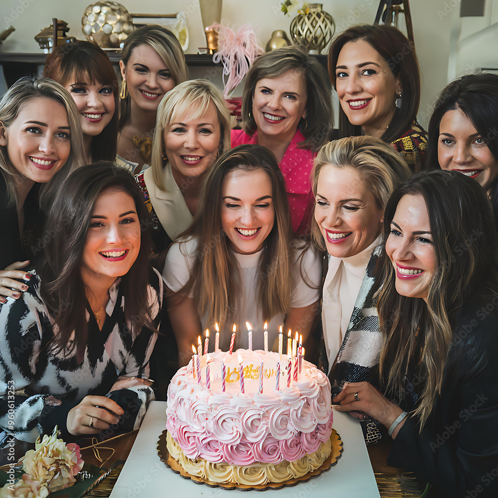© zerdi - a group of women gathered around a table, celebrating a birthday. © zerdi - a group of women gathered around a table, celebrating a birthday.