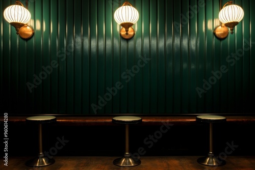 Elegant art deco setting with captivating green wall lamps enhancing the ambiance photo