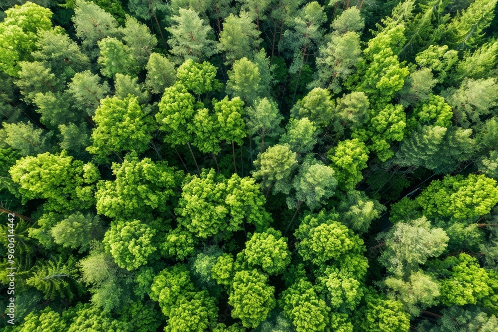 Aerial view of dense forests capturing carbon for sustainability and net zero emissions goals Aerial view of dense forests capturing carbon for sustainability and net zero emissions goals