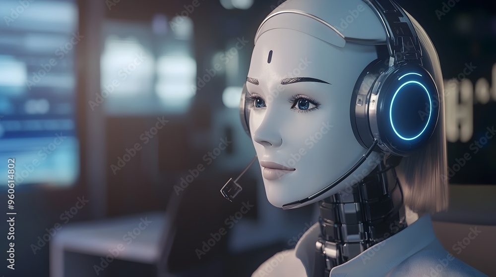 AI-driven customer service, illustrating tech in business. AI-driven customer service, illustrating tech in business.