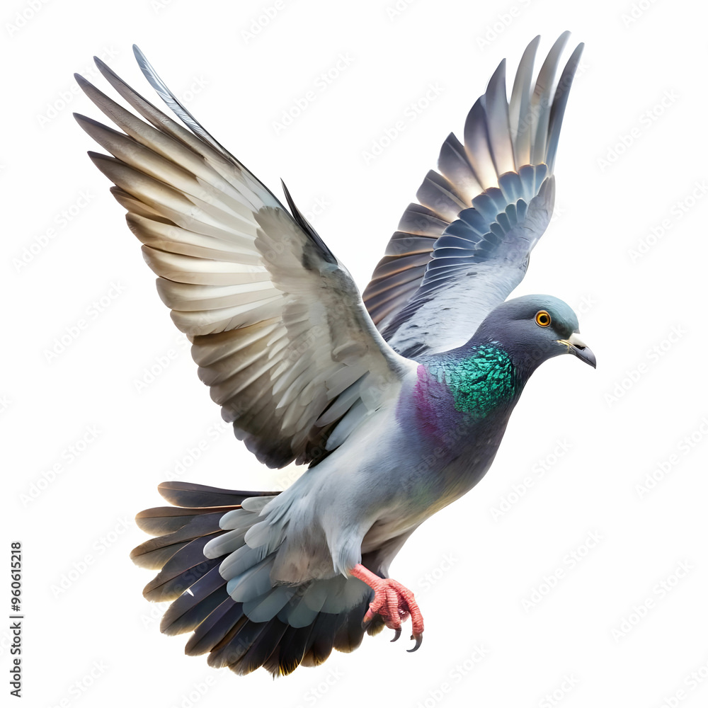 Obraz premium a pigeon flying on a white background