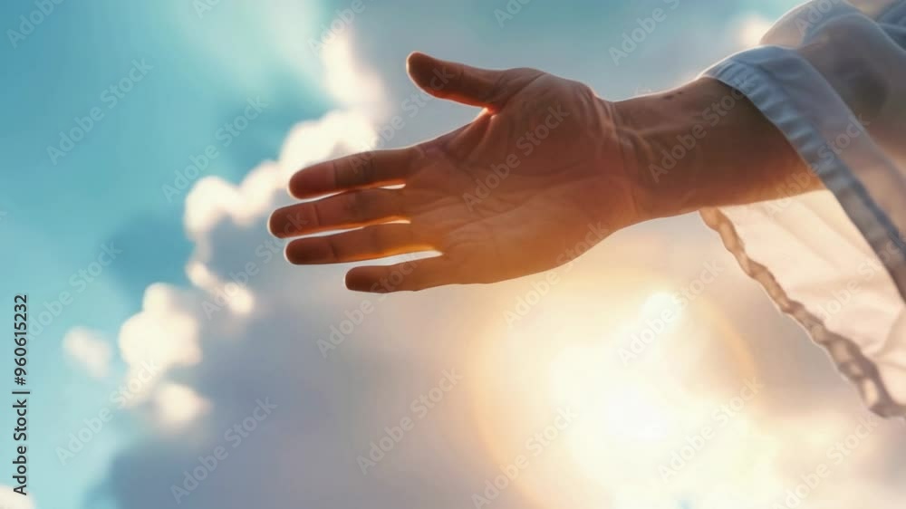 Jesus Christ giving his arm, hand gestures of Jesus dying on the cross and resurrected, Jesus Christ giving his arm, hand gestures of Jesus dying on the cross and resurrected,