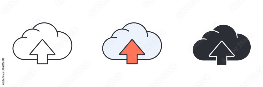 Cloud Upload icon symbol vector illustration isolated on white background Cloud Upload icon symbol vector illustration isolated on white background
