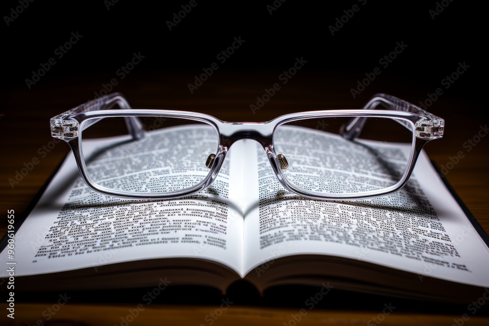 Using glasses magnifies letters, enhancing clarity and making text easier to read effectively. Using glasses magnifies letters, enhancing clarity and making text easier to read effectively.