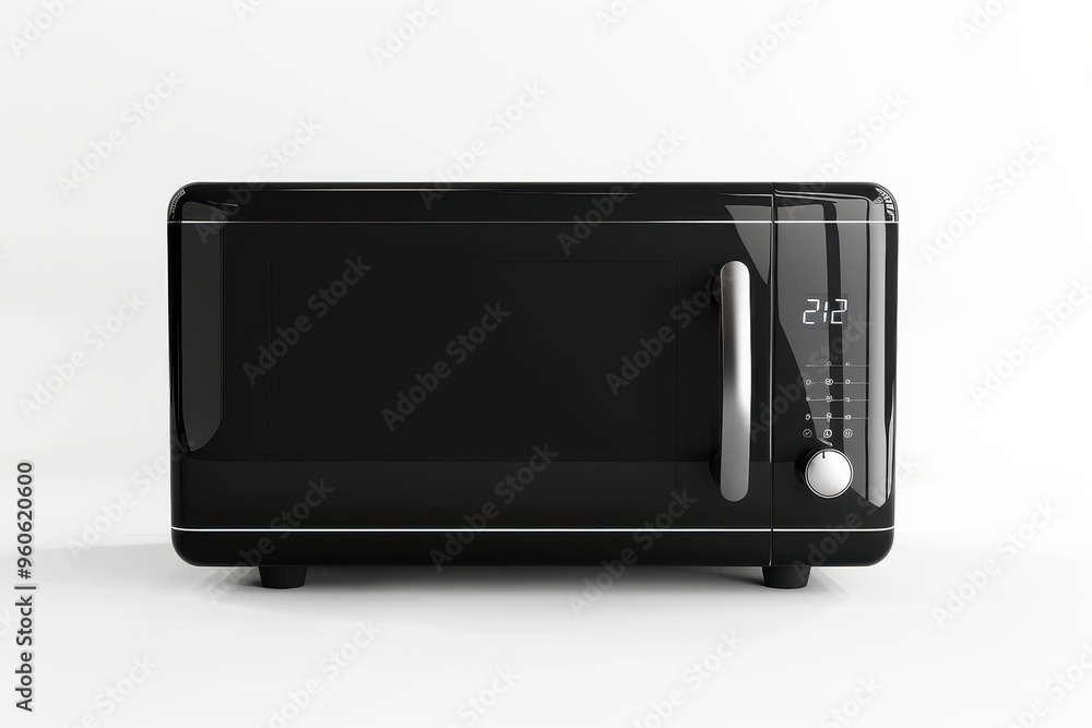 Modern black microwave on white background Modern black microwave on white background