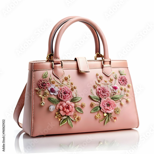 beautiful elegance and luxury fashion pink women handbag