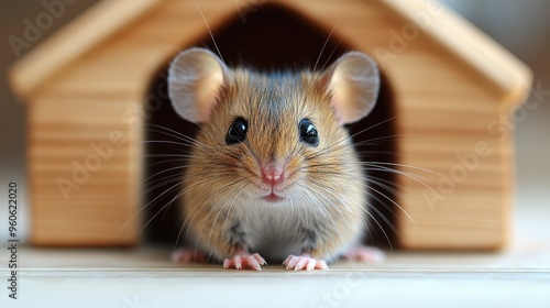 Animated mouse in a house setting, showing its tiny world with a white background