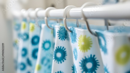 Pathogen-laden bathroom curtain hooks,germs, bathroom,showing unnoticed contamination points photo