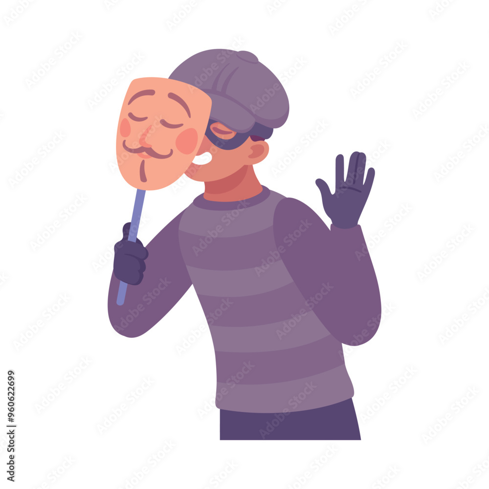 Man Criminal Commit Crime and Theft Vector Illustration Man Criminal Commit Crime and Theft Vector Illustration