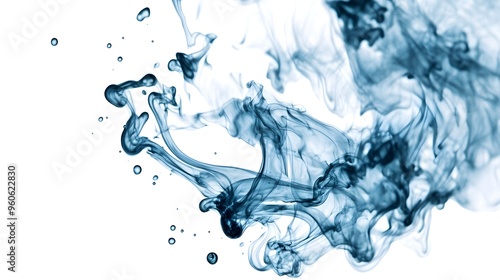 Ink drops forming abstract shapes in water, organic shapes, artistic and fluid. photo