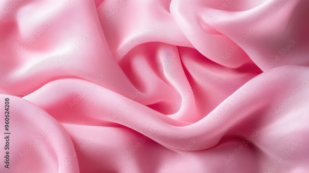 Obraz premium Close-up of pink silk fabric with soft folds
