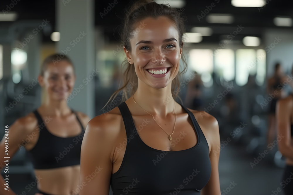 young smiling pretty woman in a leotard in the gym young smiling pretty woman in a leotard in the gym