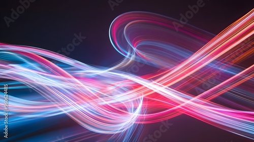 Light trails creating abstract lattice patterns, organic shapes, vibrant and energetic.