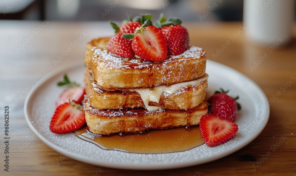 French toast stack with fresh strawberries, syrup pour in mid-action, detailed latte art beside, rustic cafe vibes, cozy atmosphere, hand-drawn sketch, muted colors, f/1.8 aperture, Canon EF 100mm French toast stack with fresh strawberries, syrup pour in mid-action, detailed latte art beside, rustic cafe vibes, cozy atmosphere, hand-drawn sketch, muted colors, f/1.8 aperture, Canon EF 100mm
