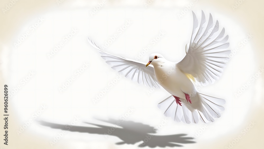 Graceful White Dove in Flight Against Light Grey Background - Symbol of Peace, Purity, and Freedom - High-Resolution Wildlife Photography Graceful White Dove in Flight Against Light Grey Background - Symbol of Peace, Purity, and Freedom - High-Resolution Wildlife Photography